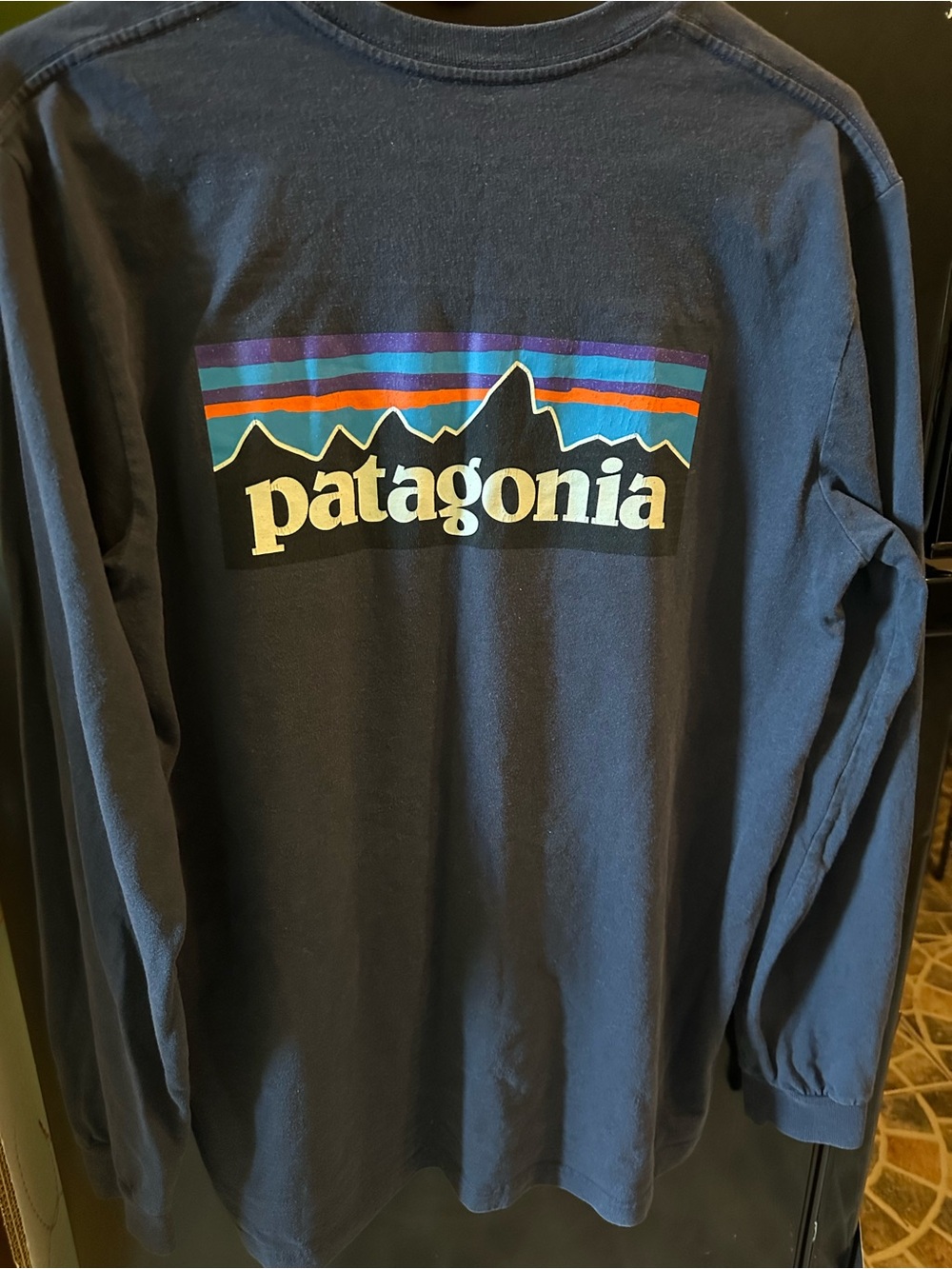 Patagonia Men's Crewneck Long-Sleeve - Navy with Multi-Color Logo